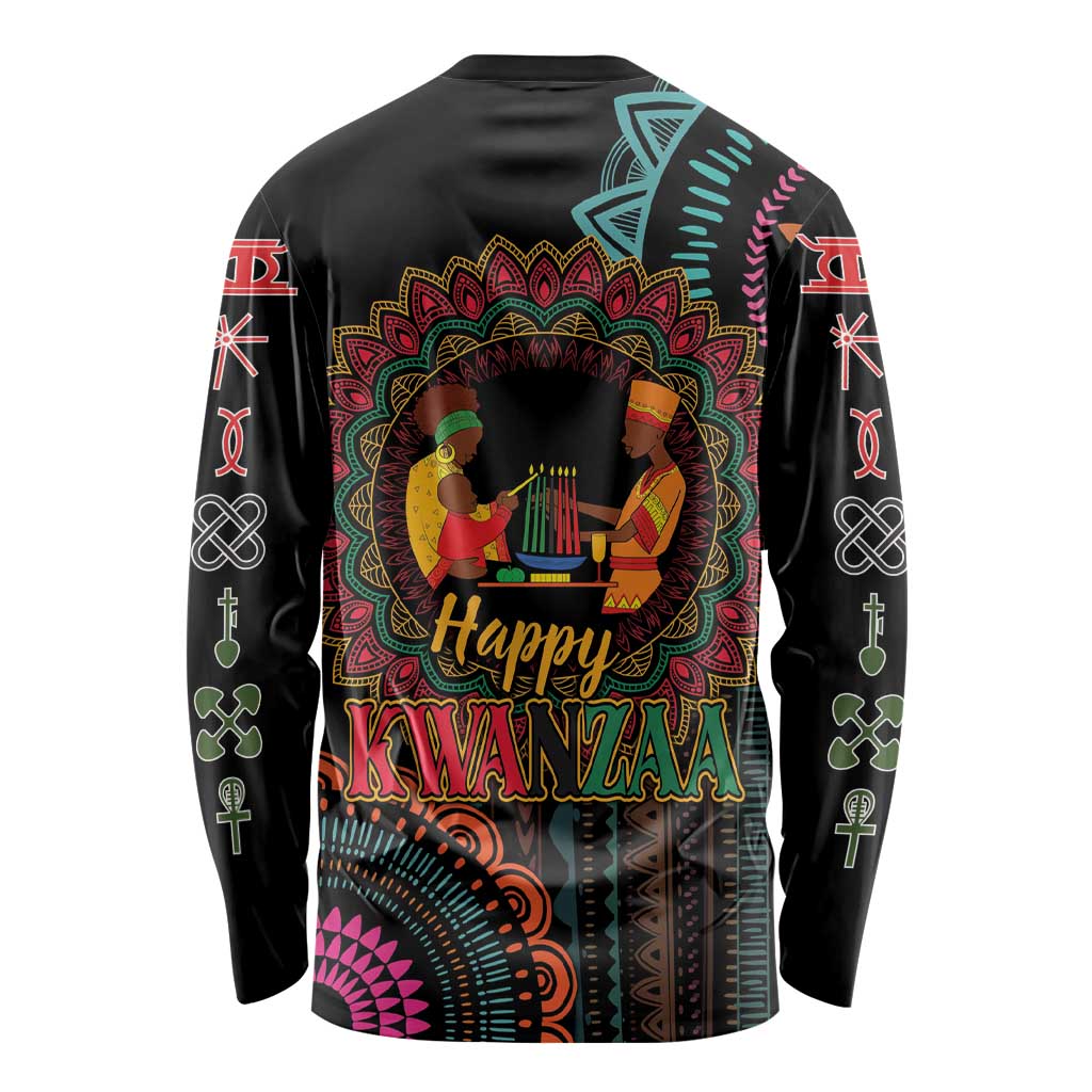 Happy Kwanzaa African Long Sleeve Shirt Mandala Mix Nguzo Saba - Wonder Print Shop