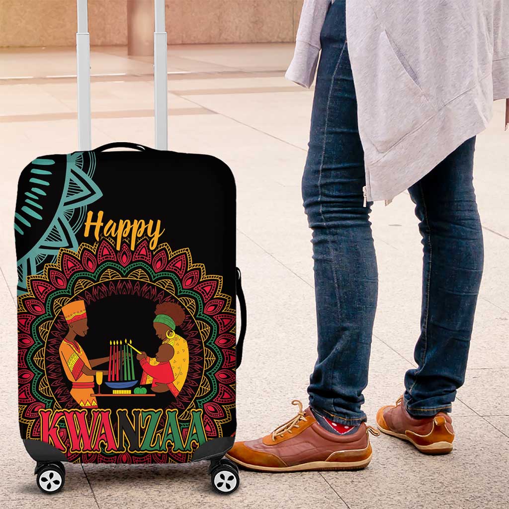 Happy Kwanzaa African Luggage Cover Mandala Mix Nguzo Saba - Wonder Print Shop