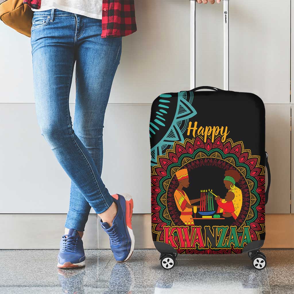 Happy Kwanzaa African Luggage Cover Mandala Mix Nguzo Saba - Wonder Print Shop