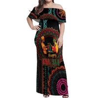 Happy Kwanzaa African Off Shoulder Maxi Dress Mandala Mix Nguzo Saba - Wonder Print Shop