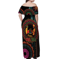 Happy Kwanzaa African Off Shoulder Maxi Dress Mandala Mix Nguzo Saba - Wonder Print Shop