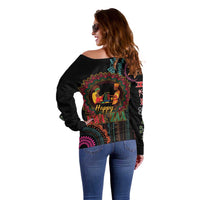 Happy Kwanzaa African Off Shoulder Sweater Mandala Mix Nguzo Saba - Wonder Print Shop