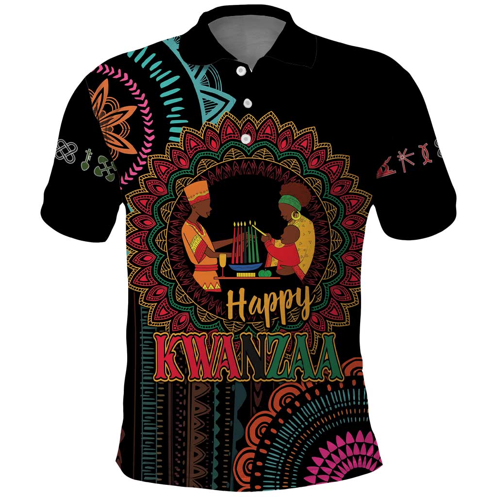 Happy Kwanzaa African Polo Shirt Mandala Mix Nguzo Saba - Wonder Print Shop
