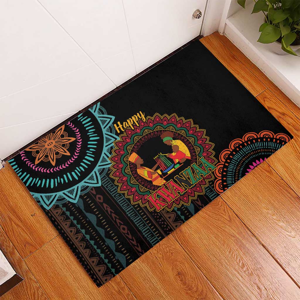 Happy Kwanzaa African Rubber Doormat Mandala Mix Nguzo Saba - Wonder Print Shop