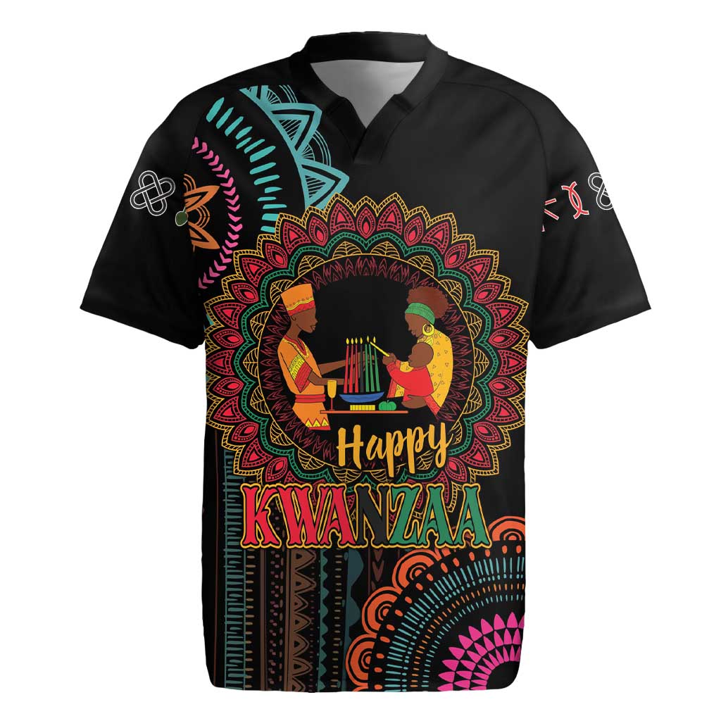 Happy Kwanzaa African Rugby Jersey Mandala Mix Nguzo Saba - Wonder Print Shop