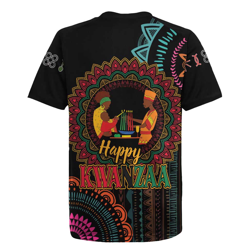 Happy Kwanzaa African Rugby Jersey Mandala Mix Nguzo Saba - Wonder Print Shop