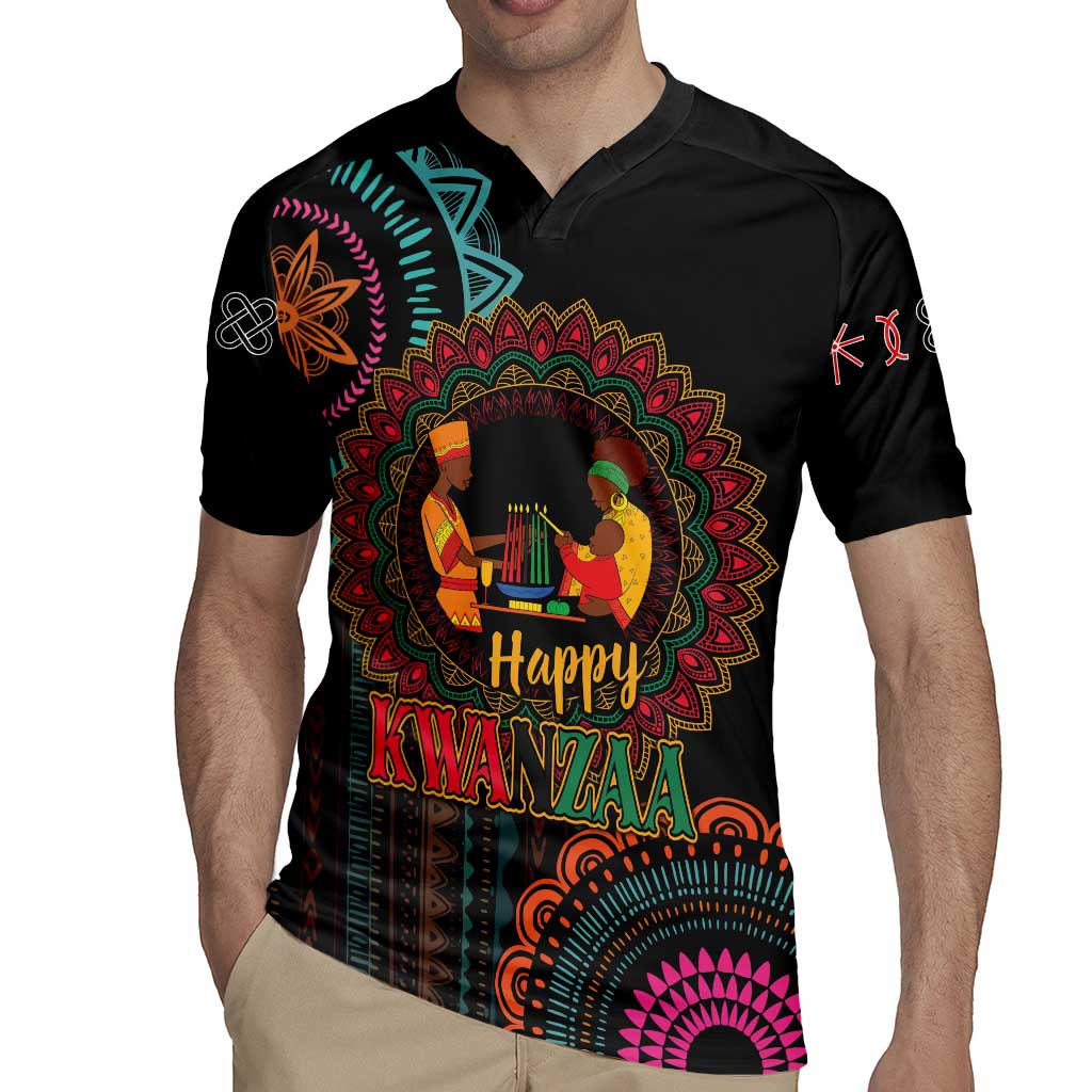 Happy Kwanzaa African Rugby Jersey Mandala Mix Nguzo Saba - Wonder Print Shop