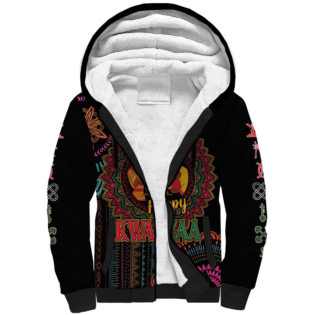 Happy Kwanzaa African Sherpa Hoodie Mandala Mix Nguzo Saba - Wonder Print Shop