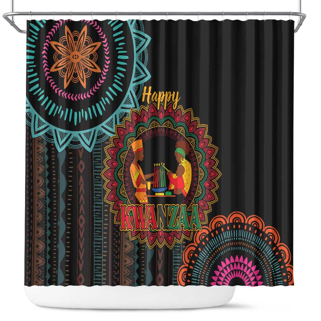 Happy Kwanzaa African Shower Curtain Mandala Mix Nguzo Saba