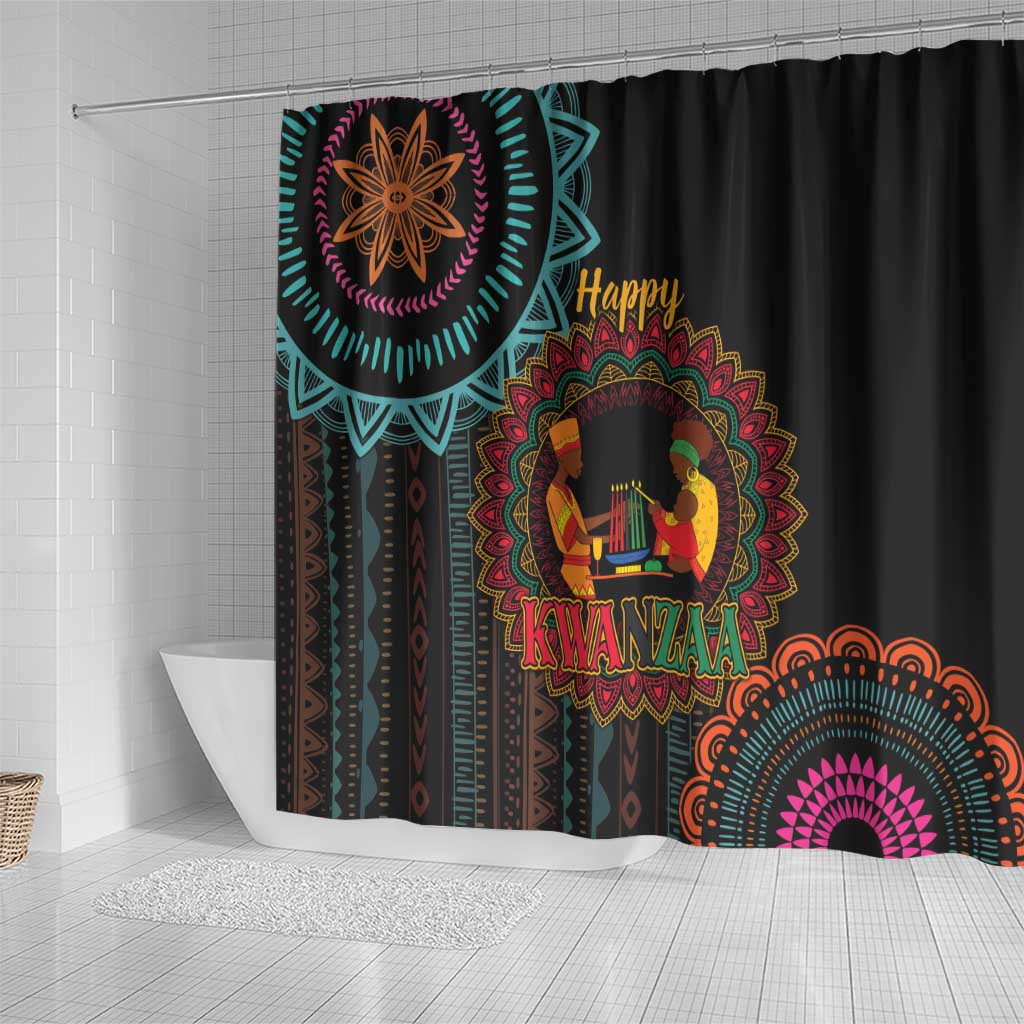 Happy Kwanzaa African Shower Curtain Mandala Mix Nguzo Saba