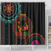 Happy Kwanzaa African Shower Curtain Mandala Mix Nguzo Saba