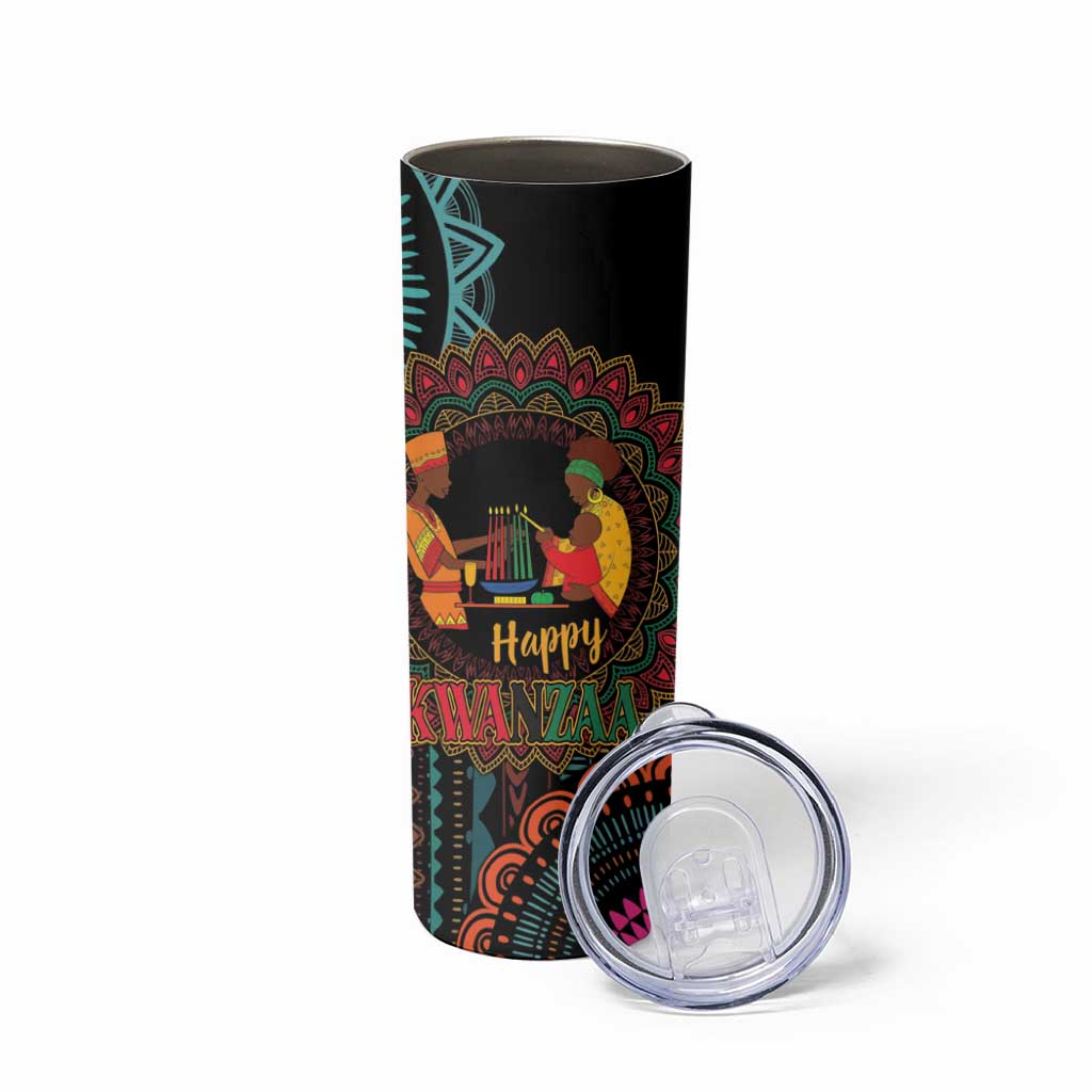 Happy Kwanzaa African Skinny Tumbler Mandala Mix Nguzo Saba - Wonder Print Shop