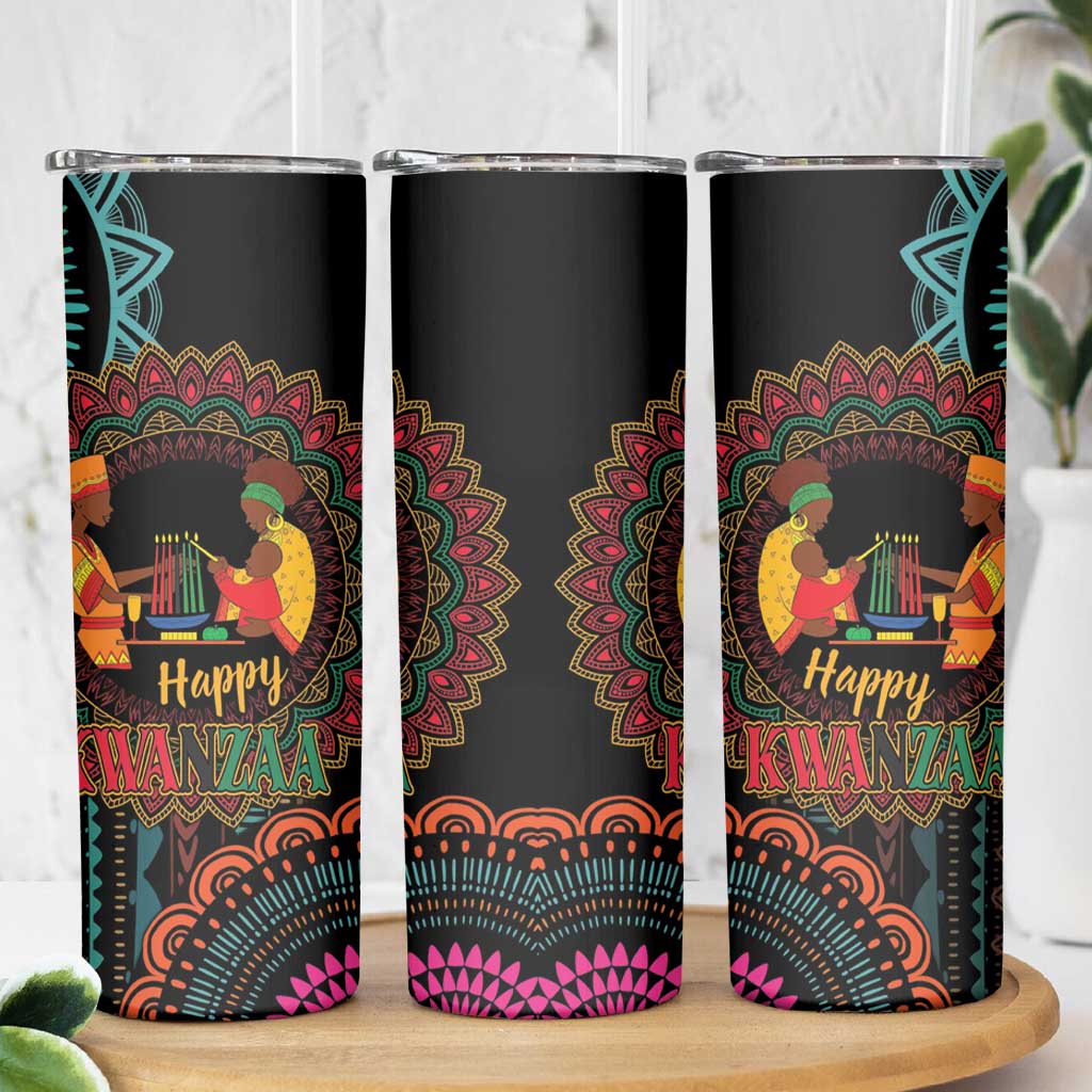 Happy Kwanzaa African Skinny Tumbler Mandala Mix Nguzo Saba - Wonder Print Shop