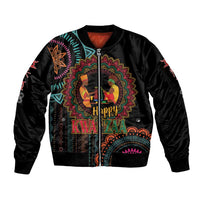 Happy Kwanzaa African Sleeve Zip Bomber Jacket Mandala Mix Nguzo Saba - Wonder Print Shop