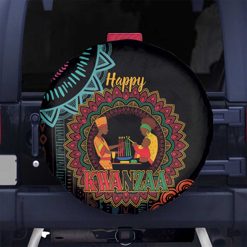 Happy Kwanzaa African Spare Tire Cover Mandala Mix Nguzo Saba - Wonder Print Shop