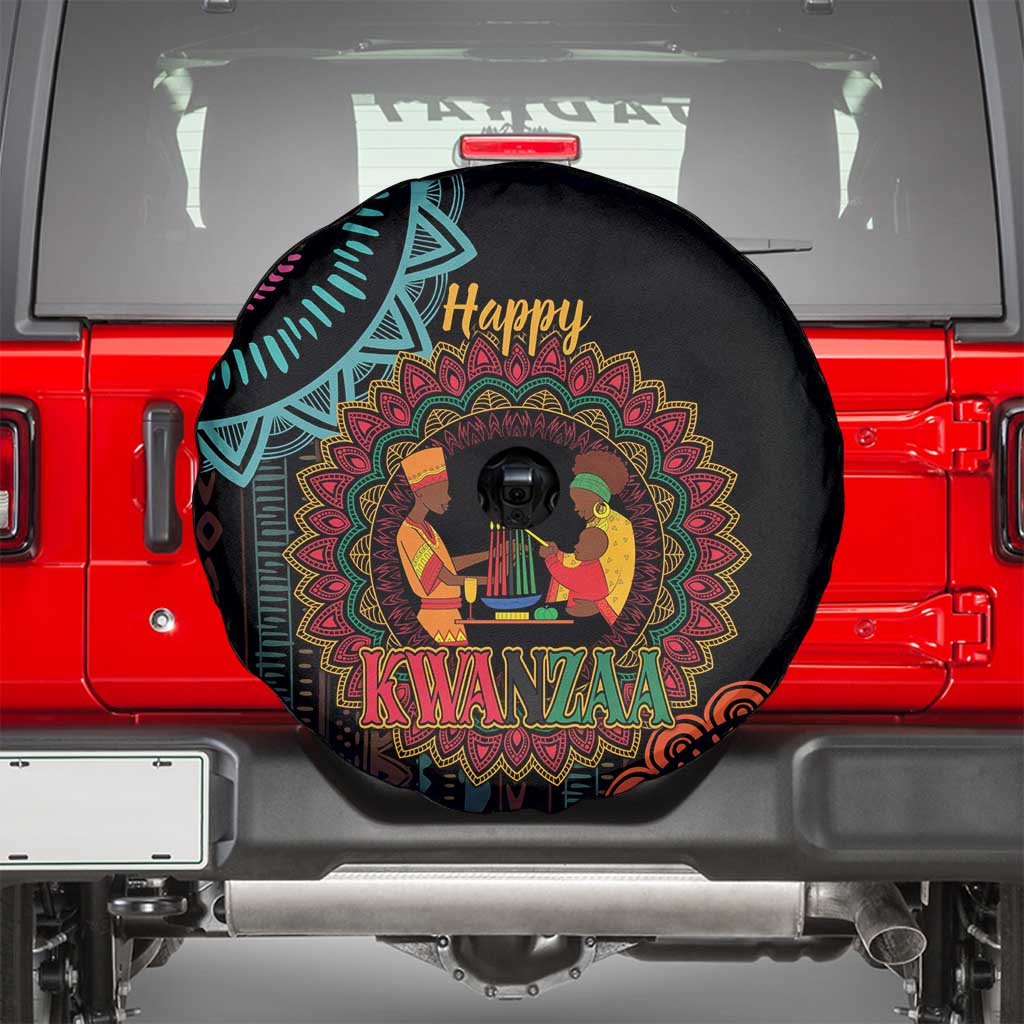 Happy Kwanzaa African Spare Tire Cover Mandala Mix Nguzo Saba - Wonder Print Shop