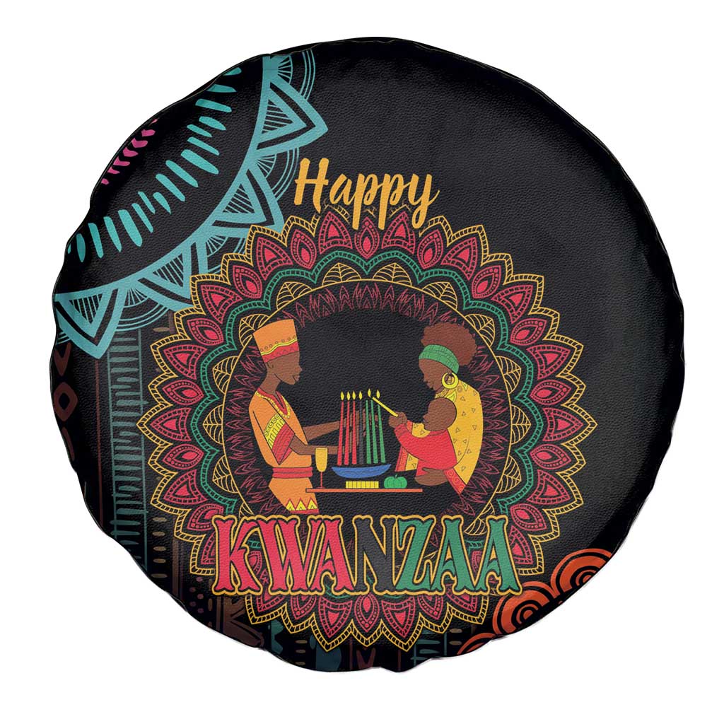 Happy Kwanzaa African Spare Tire Cover Mandala Mix Nguzo Saba - Wonder Print Shop