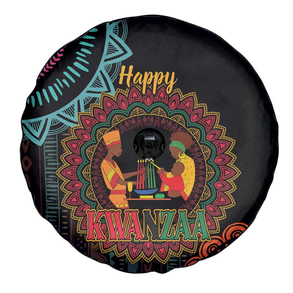 Happy Kwanzaa African Spare Tire Cover Mandala Mix Nguzo Saba - Wonder Print Shop