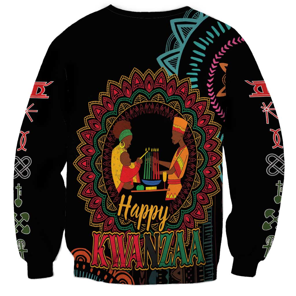 Happy Kwanzaa African Sweatshirt Mandala Mix Nguzo Saba - Wonder Print Shop