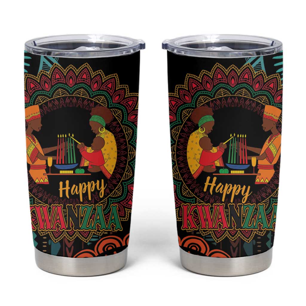 Happy Kwanzaa African Tumbler Cup Mandala Mix Nguzo Saba - Wonder Print Shop