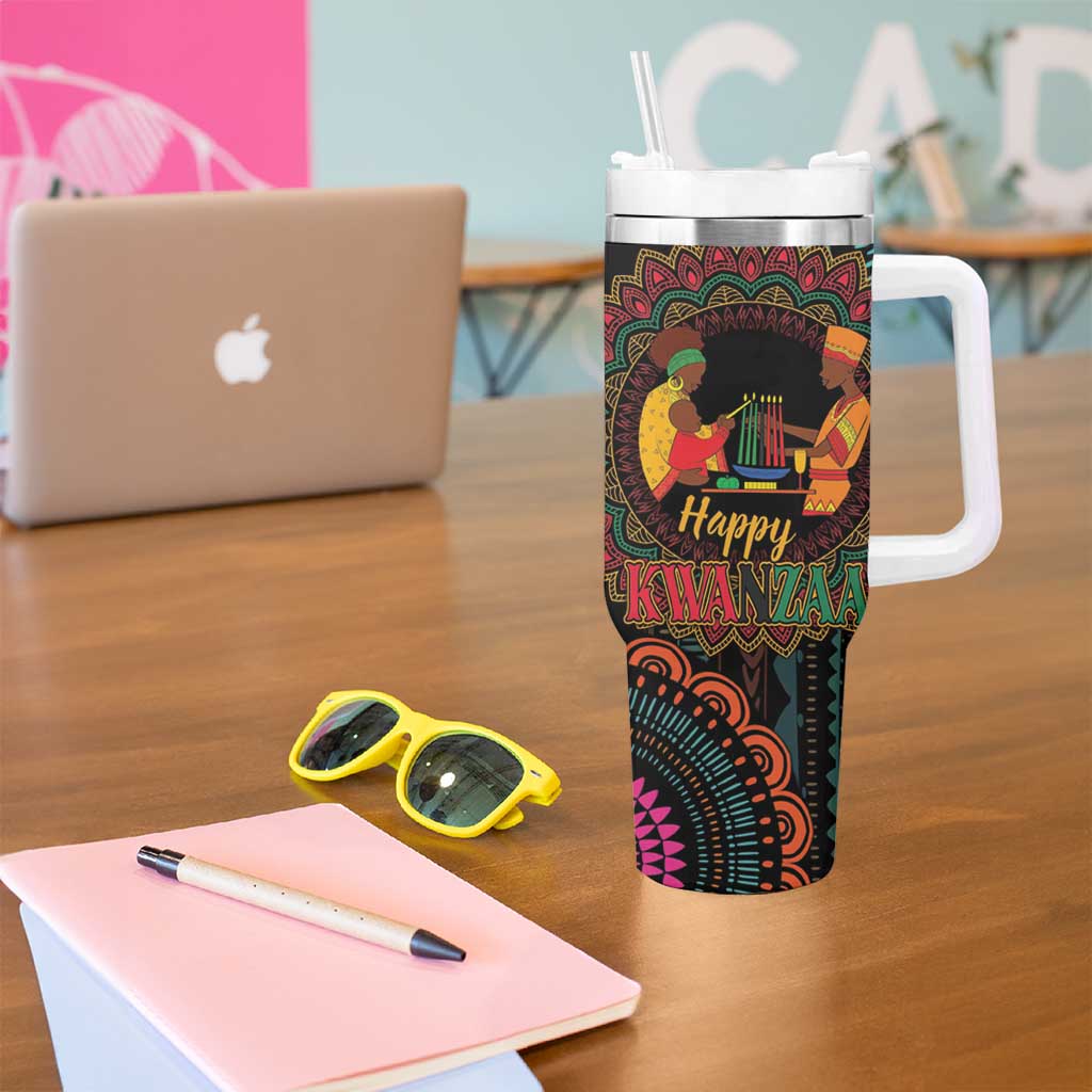 Happy Kwanzaa African Tumbler With Handle Mandala Mix Nguzo Saba - Wonder Print Shop