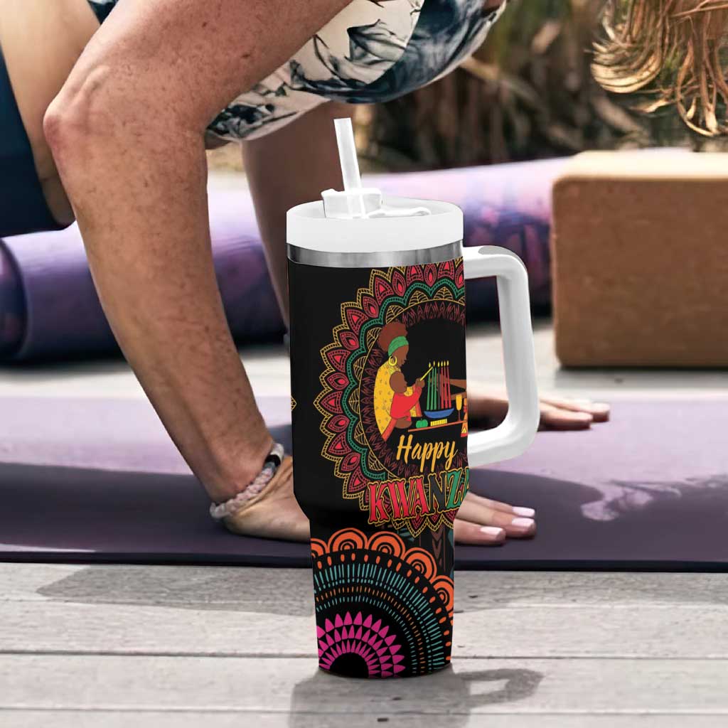 Happy Kwanzaa African Tumbler With Handle Mandala Mix Nguzo Saba - Wonder Print Shop