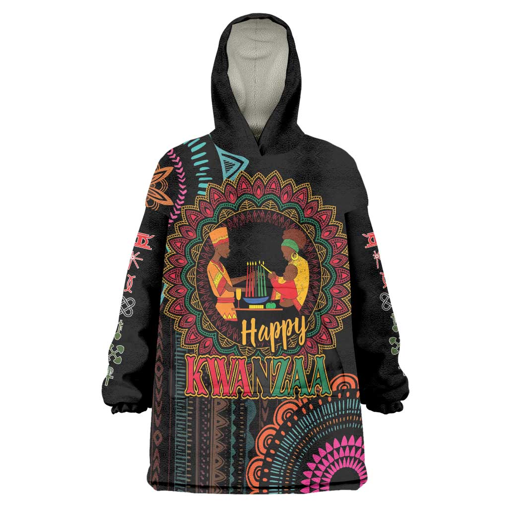 Happy Kwanzaa African Wearable Blanket Hoodie Mandala Mix Nguzo Saba - Wonder Print Shop