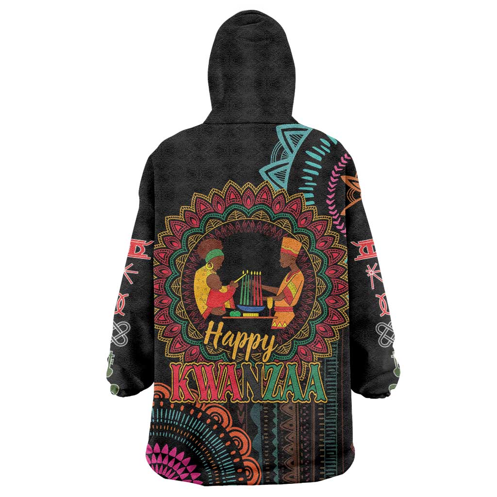 Happy Kwanzaa African Wearable Blanket Hoodie Mandala Mix Nguzo Saba - Wonder Print Shop