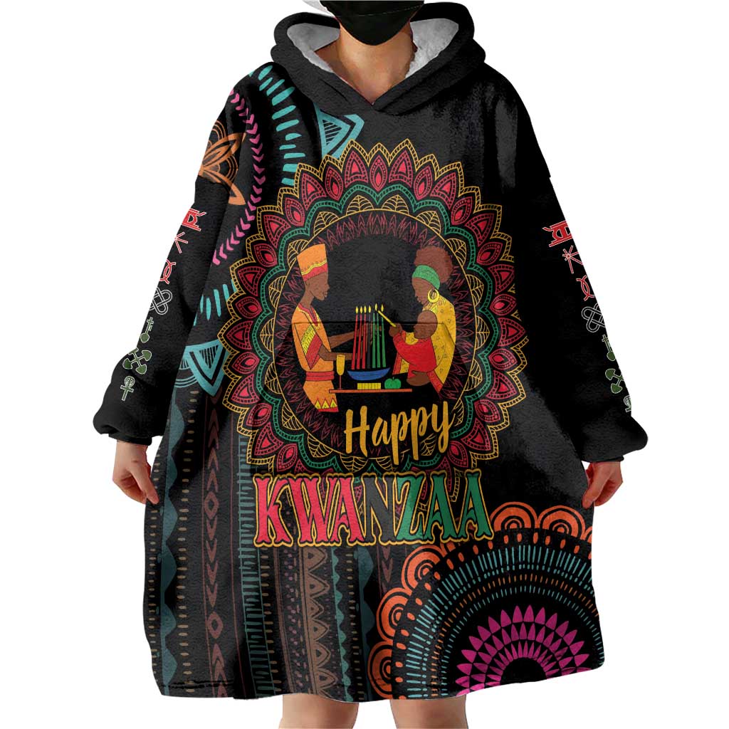 Happy Kwanzaa African Wearable Blanket Hoodie Mandala Mix Nguzo Saba - Wonder Print Shop