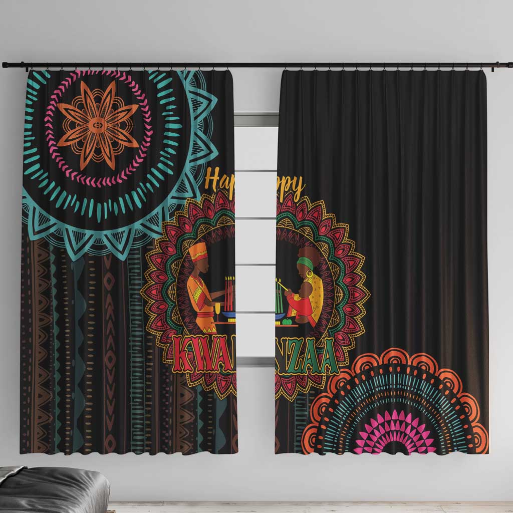 Happy Kwanzaa African Window Curtain Mandala Mix Nguzo Saba - Wonder Print Shop