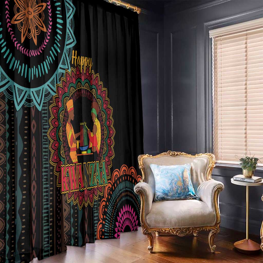 Happy Kwanzaa African Window Curtain Mandala Mix Nguzo Saba - Wonder Print Shop