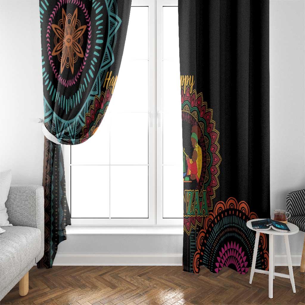 Happy Kwanzaa African Window Curtain Mandala Mix Nguzo Saba - Wonder Print Shop