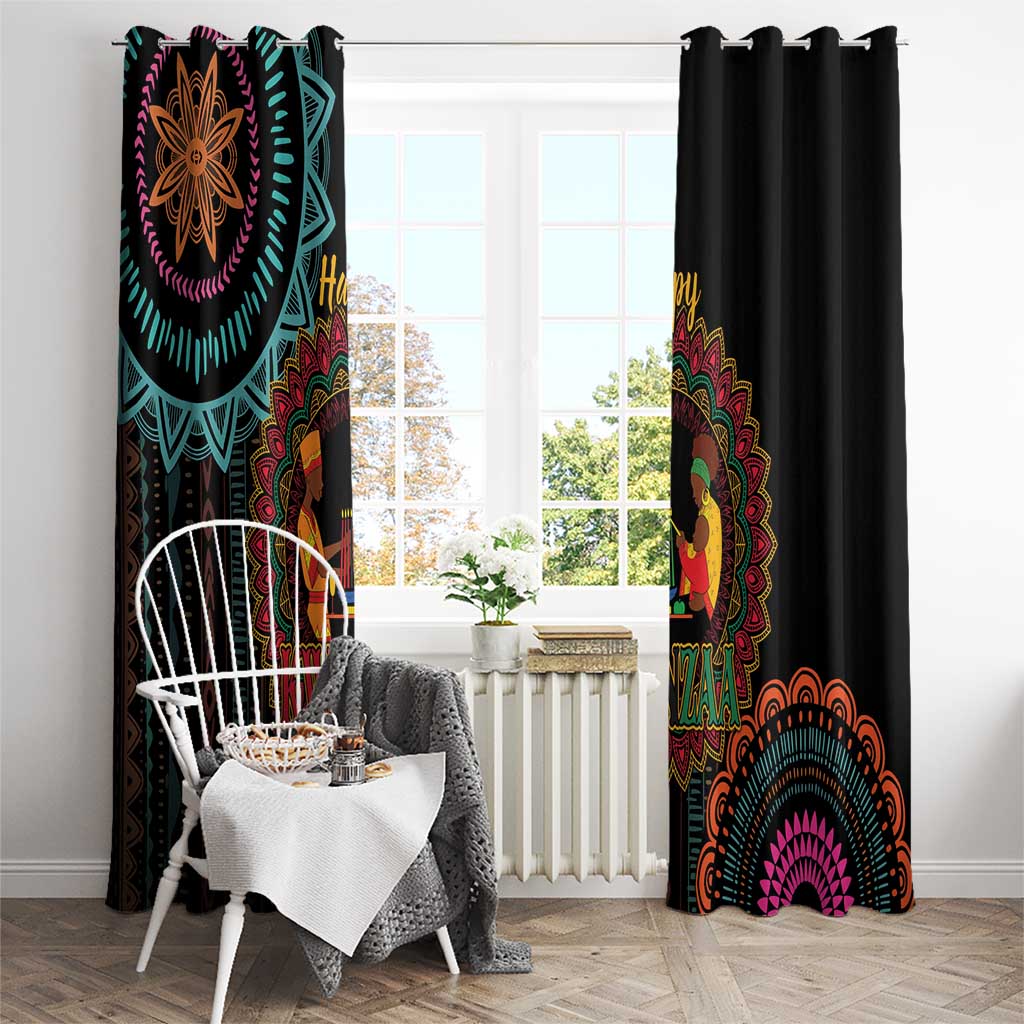 Happy Kwanzaa African Window Curtain Mandala Mix Nguzo Saba - Wonder Print Shop