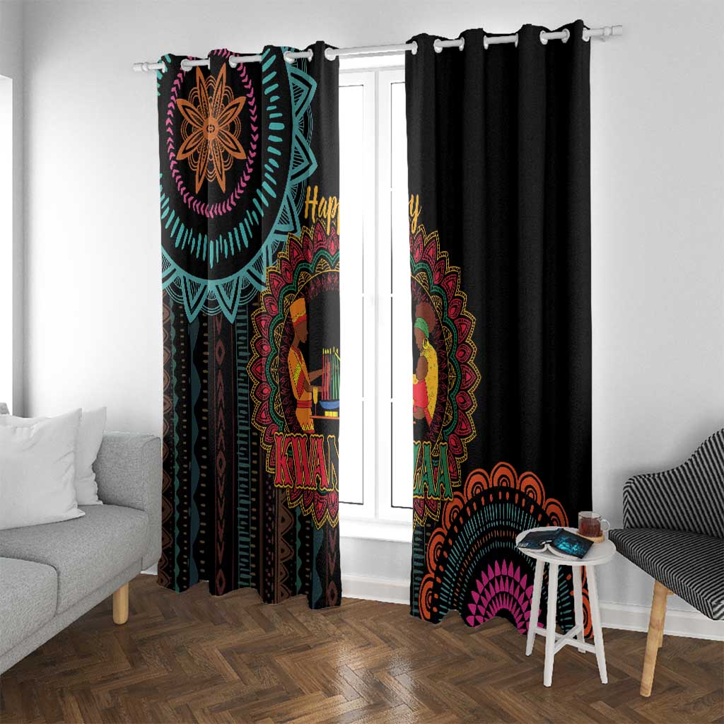 Happy Kwanzaa African Window Curtain Mandala Mix Nguzo Saba - Wonder Print Shop