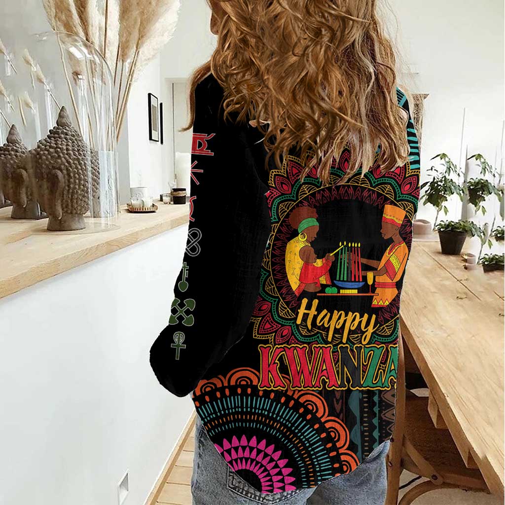 Happy Kwanzaa African Women Casual Shirt Mandala Mix Nguzo Saba - Wonder Print Shop