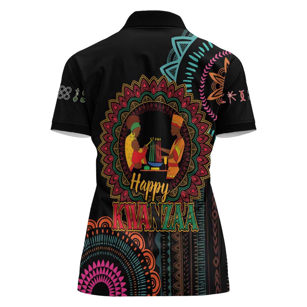 Happy Kwanzaa African Women Polo Shirt Mandala Mix Nguzo Saba - Wonder Print Shop