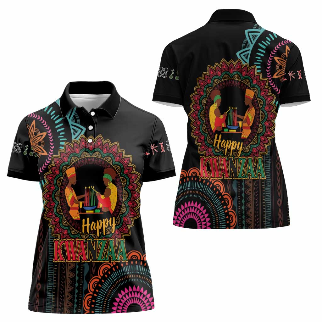 Happy Kwanzaa African Women Polo Shirt Mandala Mix Nguzo Saba - Wonder Print Shop