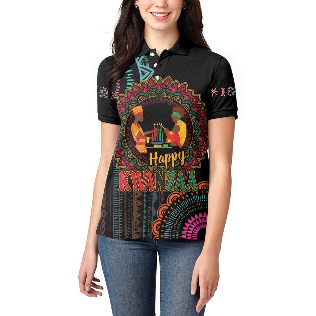 Happy Kwanzaa African Women Polo Shirt Mandala Mix Nguzo Saba - Wonder Print Shop