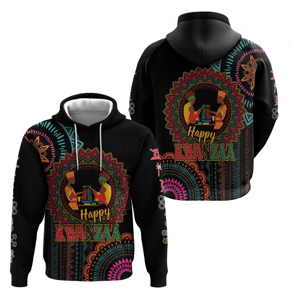 Happy Kwanzaa African Zip Hoodie Mandala Mix Nguzo Saba - Wonder Print Shop