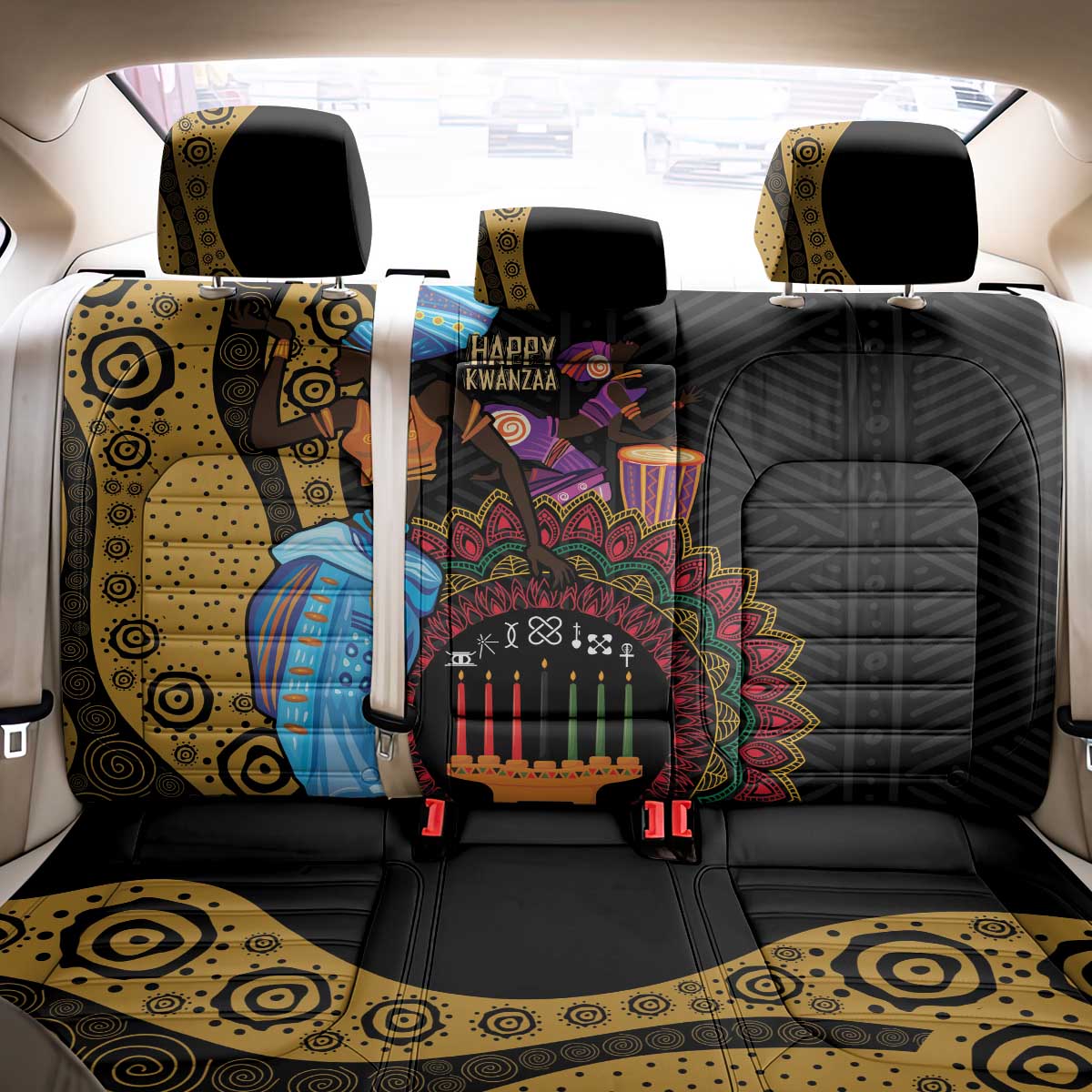 Happy Kwanzaa African Back Car Seat Cover Tribal Dance LT7 - Wonder Print Shop