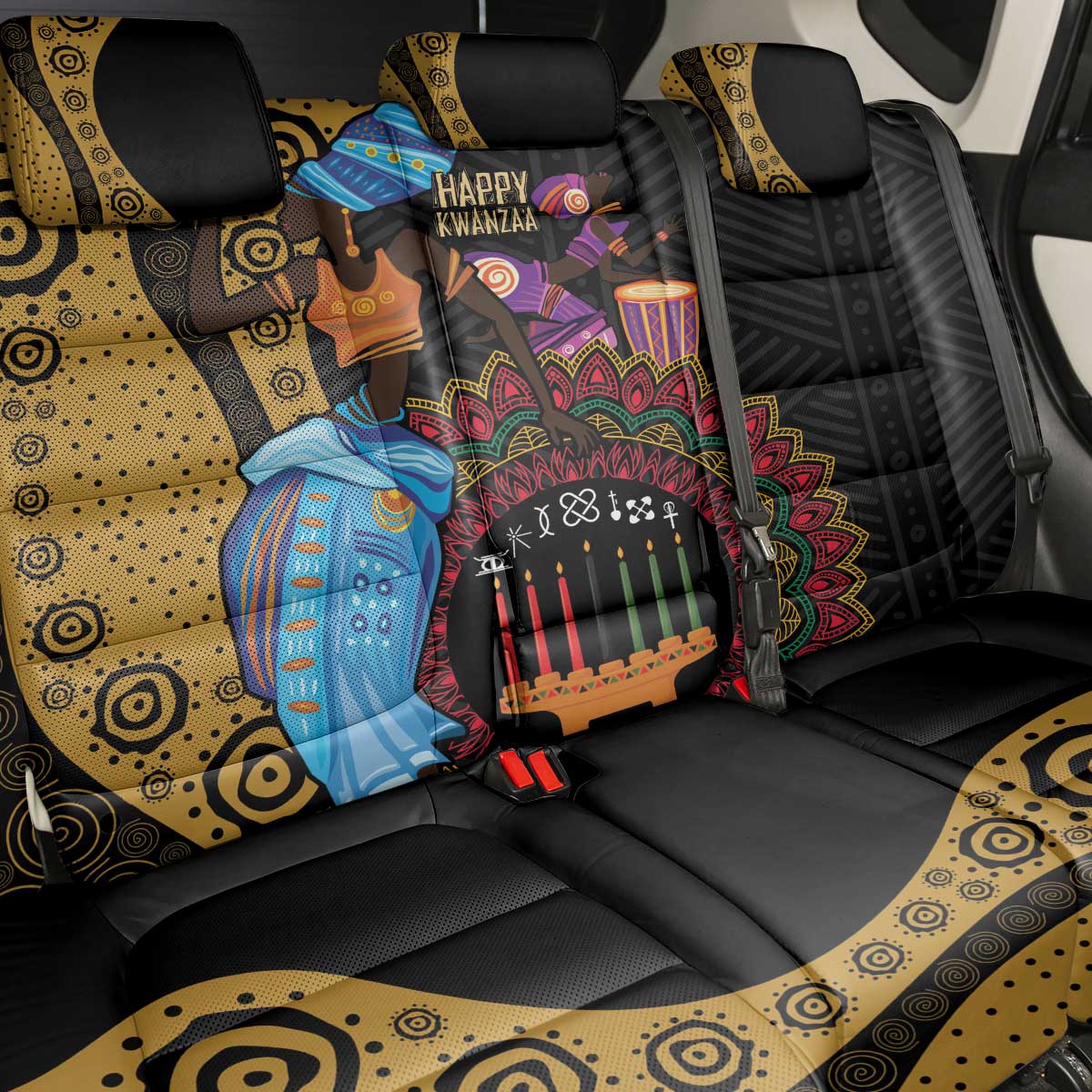 Happy Kwanzaa African Back Car Seat Cover Tribal Dance LT7 - Wonder Print Shop