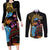 Happy Kwanzaa African Couples Matching Long Sleeve Bodycon Dress and Long Sleeve Button Shirt Tribal Dance LT7 - Wonder Print Shop