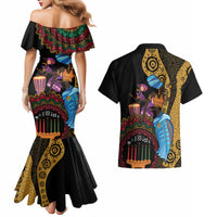 Happy Kwanzaa African Couples Matching Mermaid Dress and Hawaiian Shirt Tribal Dance LT7 - Wonder Print Shop