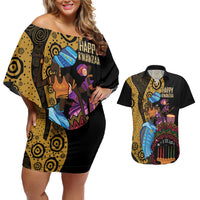 Happy Kwanzaa African Couples Matching Off Shoulder Short Dress and Hawaiian Shirt Tribal Dance LT7 - Wonder Print Shop