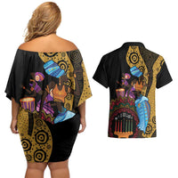 Happy Kwanzaa African Couples Matching Off Shoulder Short Dress and Hawaiian Shirt Tribal Dance LT7 - Wonder Print Shop