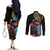 Happy Kwanzaa African Couples Matching Off The Shoulder Long Sleeve Dress and Long Sleeve Button Shirt Tribal Dance