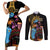 Happy Kwanzaa African Couples Matching Short Sleeve Bodycon Dress and Long Sleeve Button Shirt Tribal Dance LT7 - Wonder Print Shop