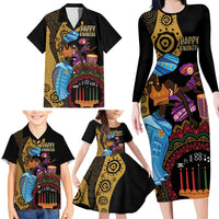 Happy Kwanzaa African Family Matching Long Sleeve Bodycon Dress and Hawaiian Shirt Tribal Dance LT7 - Wonder Print Shop