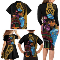 Happy Kwanzaa African Family Matching Long Sleeve Bodycon Dress and Hawaiian Shirt Tribal Dance LT7 - Wonder Print Shop