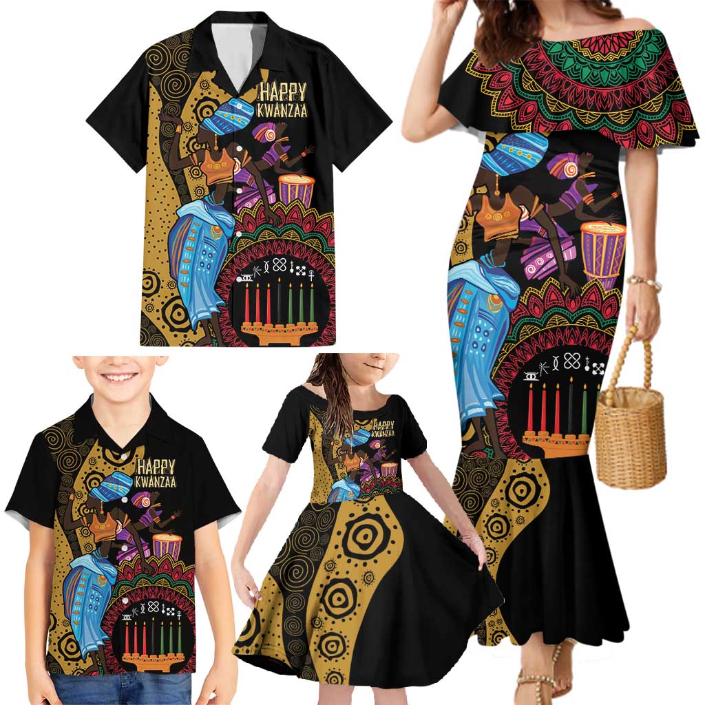Happy Kwanzaa African Family Matching Mermaid Dress and Hawaiian Shirt Tribal Dance LT7 - Wonder Print Shop
